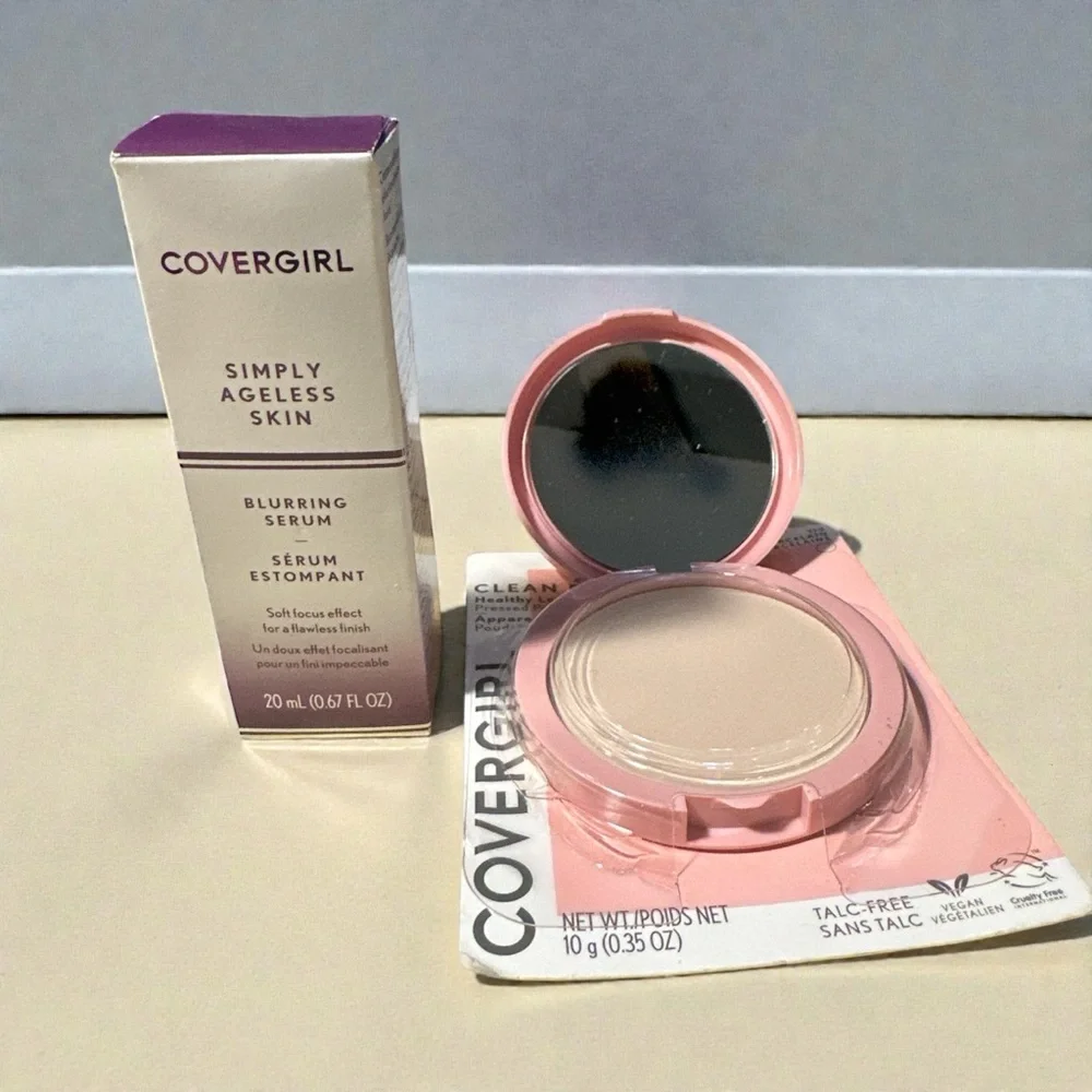 CoverGirl Makeup Bundle | Pressed Powder Porcelain 110 + Blurring Serum
